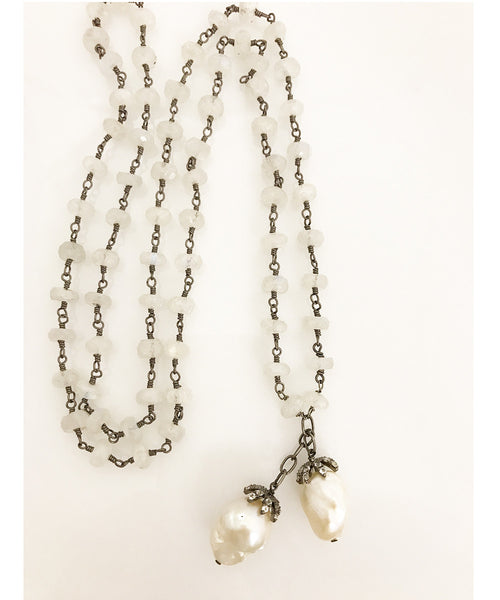 Nathan & Moe Mystic Moonstone and Baroque Pearl Necklace
