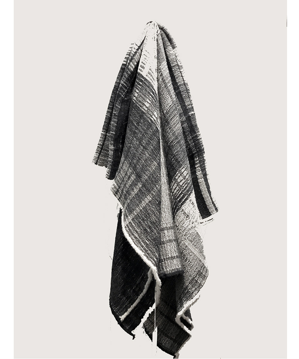 Black and White Circuit Hemmed Throw by The Oriole Mill