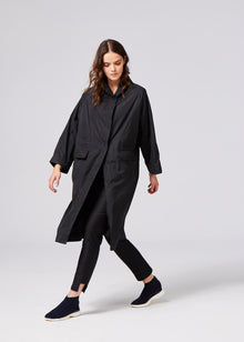  Shosh Oversized Rain Duster, Black Taffeta