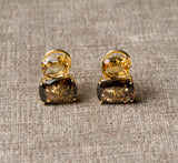 DFS 14KYG Citrine and Smokey quartz earrings