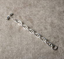 DFS sterling silver handmade bar link bracelet with sapphire cabochons