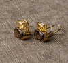 DFS 14KYG Citrine and Smokey quartz earrings