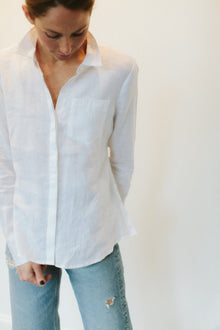  Ecru Streep White Linen Shirt