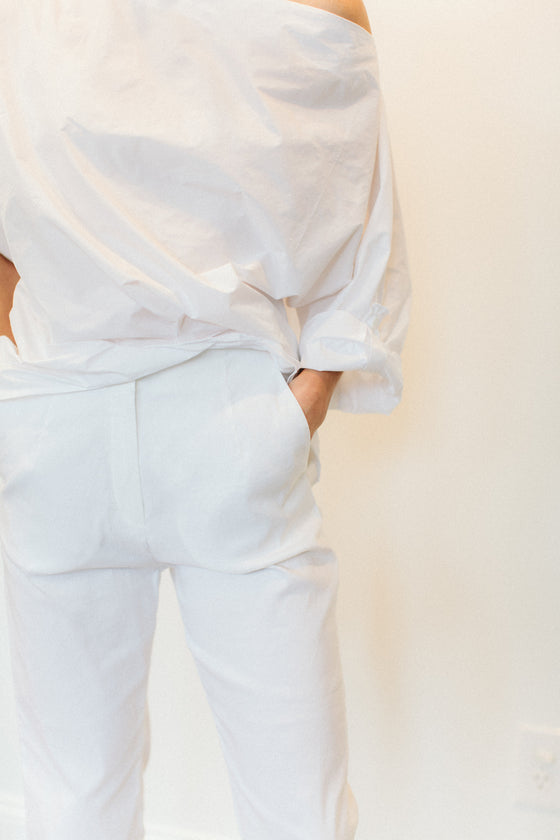 Peter O. Mahler Straight Pant with Wide Cuff White at PATRICIA in Southern Pines, NC