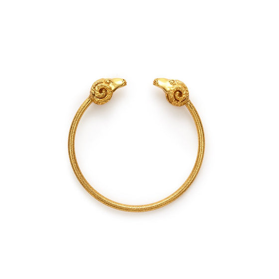 Gold Ram Flexible Open Bangle