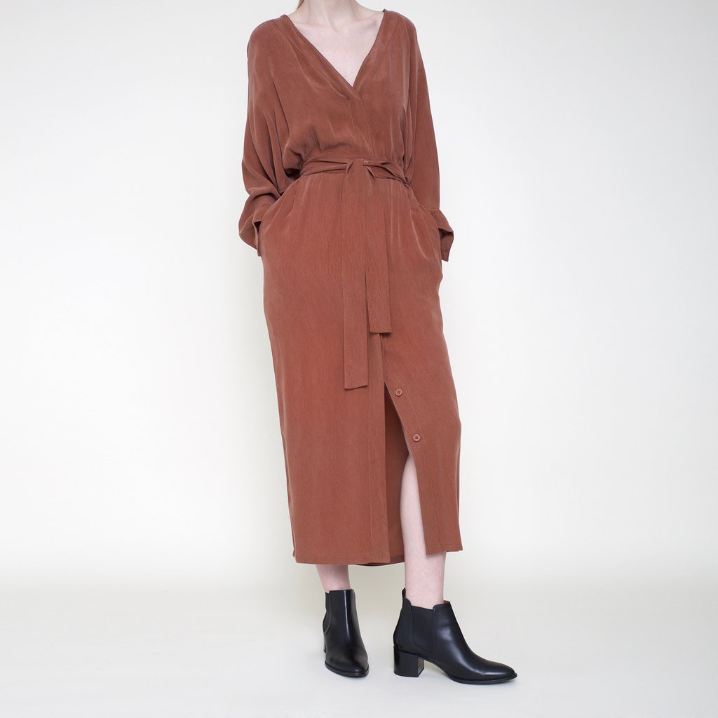 7115 by Szeki V-Neck Rope Dress with self tie found at PATRICIA in Southern Pines, NC