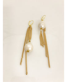  High-Low Pearl and Chain Earrings