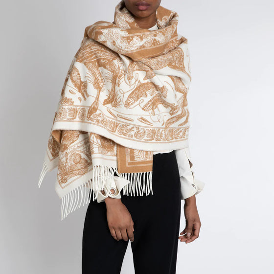 Sabina Savage/Johnston's of Elgin Caramel/Cream Jacquard Blanket Stole