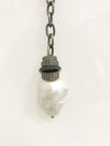 Nathan & Moe Baroque Pearl Necklace with Rondells on Matte Grey chain