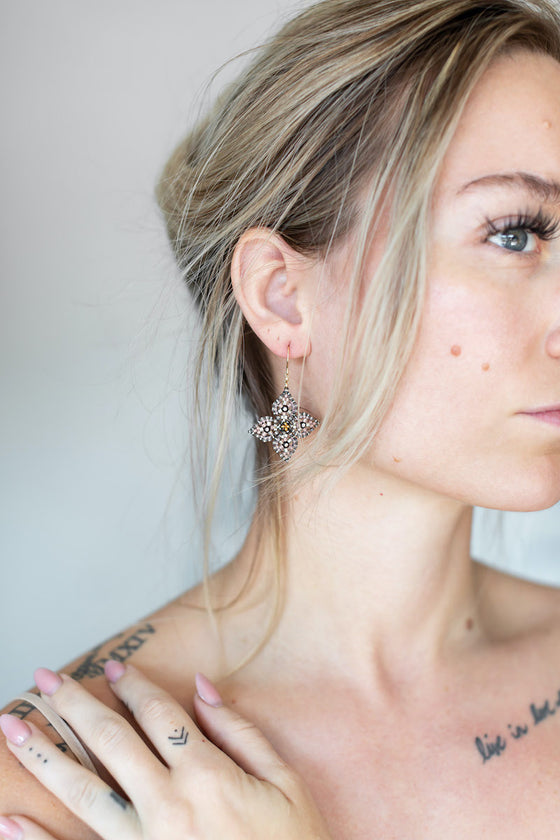 Miguel Ases Miyuki Bead and Swarovski Crystal Earrings