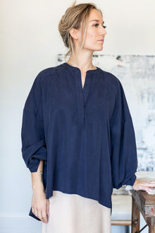  Jenna K Indigo Over Sized Peasant Blouse