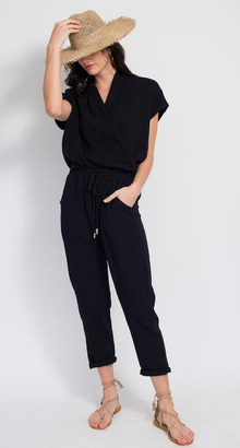  Natalie Busby Black Cotton Gauze Twist Blouse