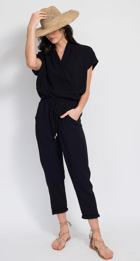 Natalie Busby Black Cotton Gauze Twist Blouse