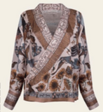 Sabina Savage "The Sun" Divination Celebration Silk Wrap Shirt Linen/Bone