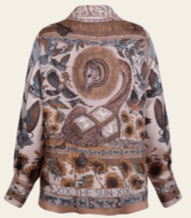 Sabina Savage The Sun divination celebration silk wrap shirt linen/bone found at Patricia in southern pines, nc
