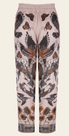 Sabina Savage "The Sun" Divination Celebration Silk Lounge Trousers Linen/Bone