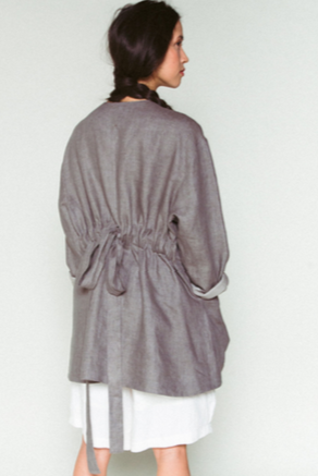 Shosh Grey Belted Linen Jacket