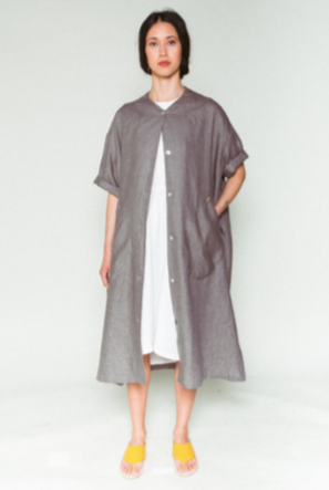 Shosh Grey Linen Duster and Belted Shirt Dress