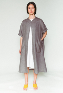  Shosh Grey Linen Duster and Belted Shirt Dress