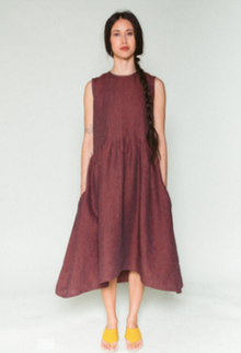  Shosh Linen Dark Rose Red Sleeveless Midi