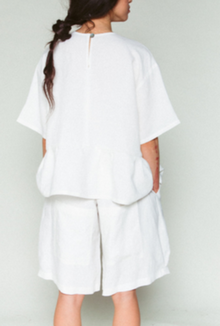  Shosh Off-White Linen Peplum Top