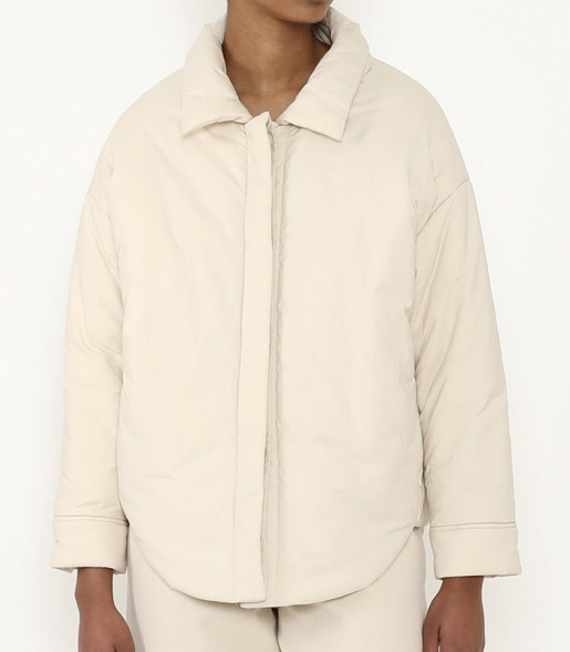 7115 by Szeki Bone-White Padded Shirt Jacket