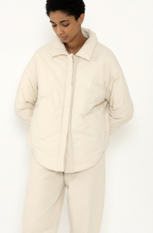 7115 by Szeki Bone-White Padded Shirt Jacket