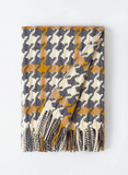 Burel Pied de Coq Throw in Mustard-Grey