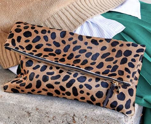 clare v leopard clutch