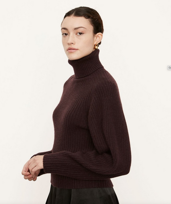 Vince chunky open back plum cashmere turtleneck found at Patricia in Southern Pines, NC
