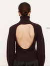 Vince Chunky Open Back Plum Cashmere Turtleneck
