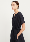 Vince Drapey Striped Shirred Dress