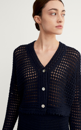 Vince Crochet Cardigan Navy