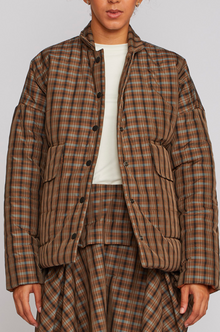  Shosh Brown Plaid Puffer Jacket