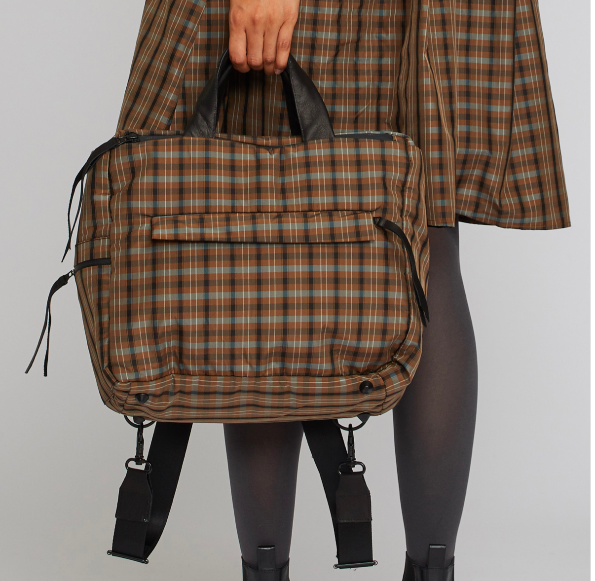 Shosh Brown Plaid Backpack