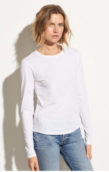  Vince White Essential Long Sleeve Crew neck tee found at Patricia in Southern Pines, nc