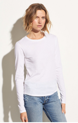 Vince White Essential Long Sleeve Crew neck tee found at Patricia in Southern Pines, nc