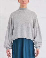  Cashmere Swing Mock Neck Sweater Silver