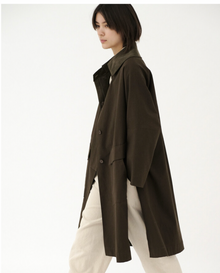  7115 By Szeki Black Cotton Slit Trench Coat