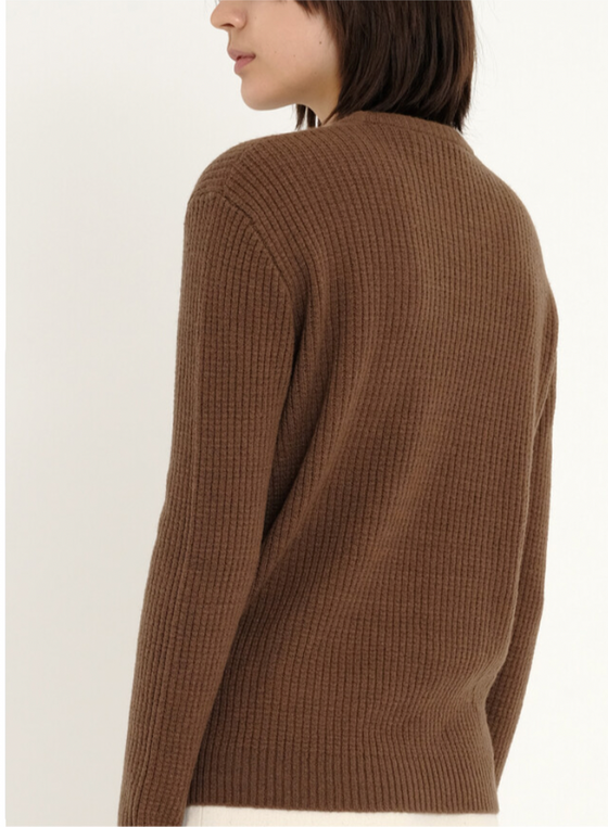 7115 By Szeki Brown Molly Everyday Ribbed CrewNeck Sweater