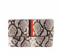  Clare V. Black & White Python Foldover Clutch 