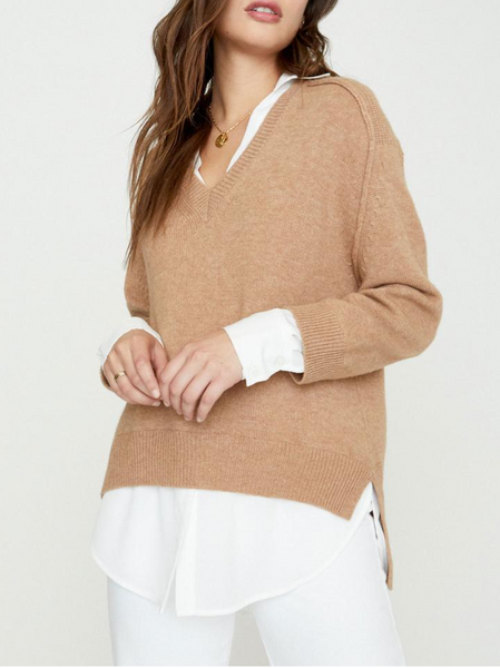ladies Cashmere V Neck Layered Pullover by Brochu Walker PATRICIA