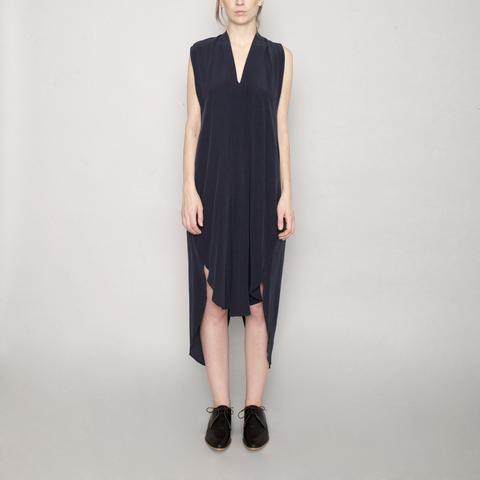 Szeki Navy Origami Dress Cupro