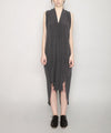 gray silk dress by Szeki on a woman