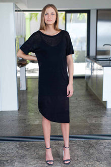  Emerson Fry | Tie Up Dress - Black Linen