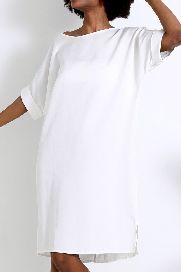Natalie Busby Washed Tencel T Dress White