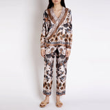 Sabina Savage "The Sun" Divination Celebration Silk Wrap Shirt Linen/Bone