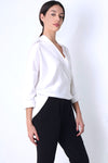 Natalie Busby Long sleeve silk charmeuse blouse with a twist found at Patricia in Southern Pines, NC
