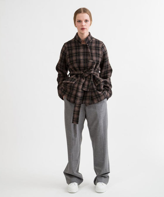 Women's Plaid Wrap Oversize Jacket by Shosh
