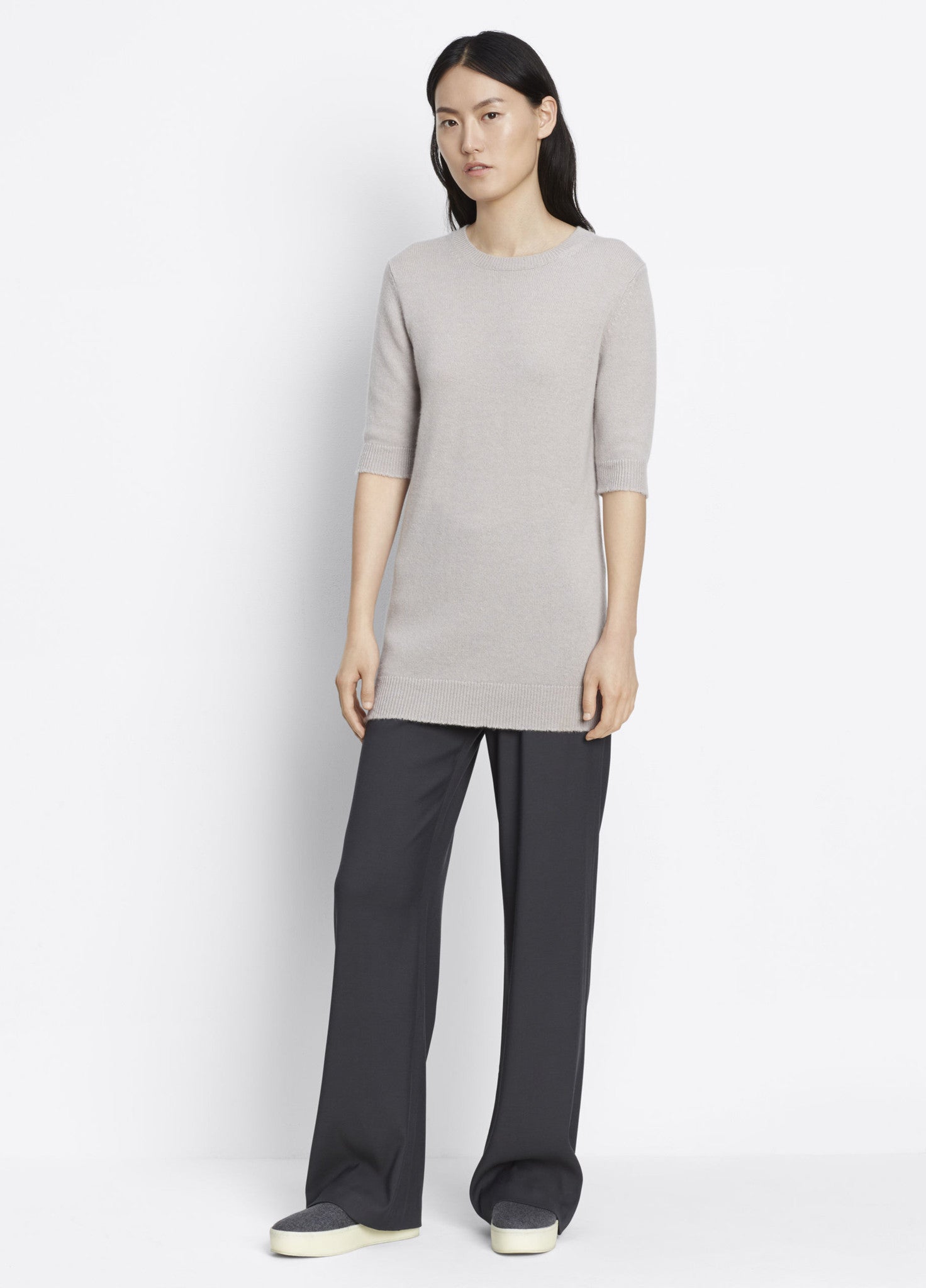 Vince Cashmere Elbow Sleeve Sweater Sand